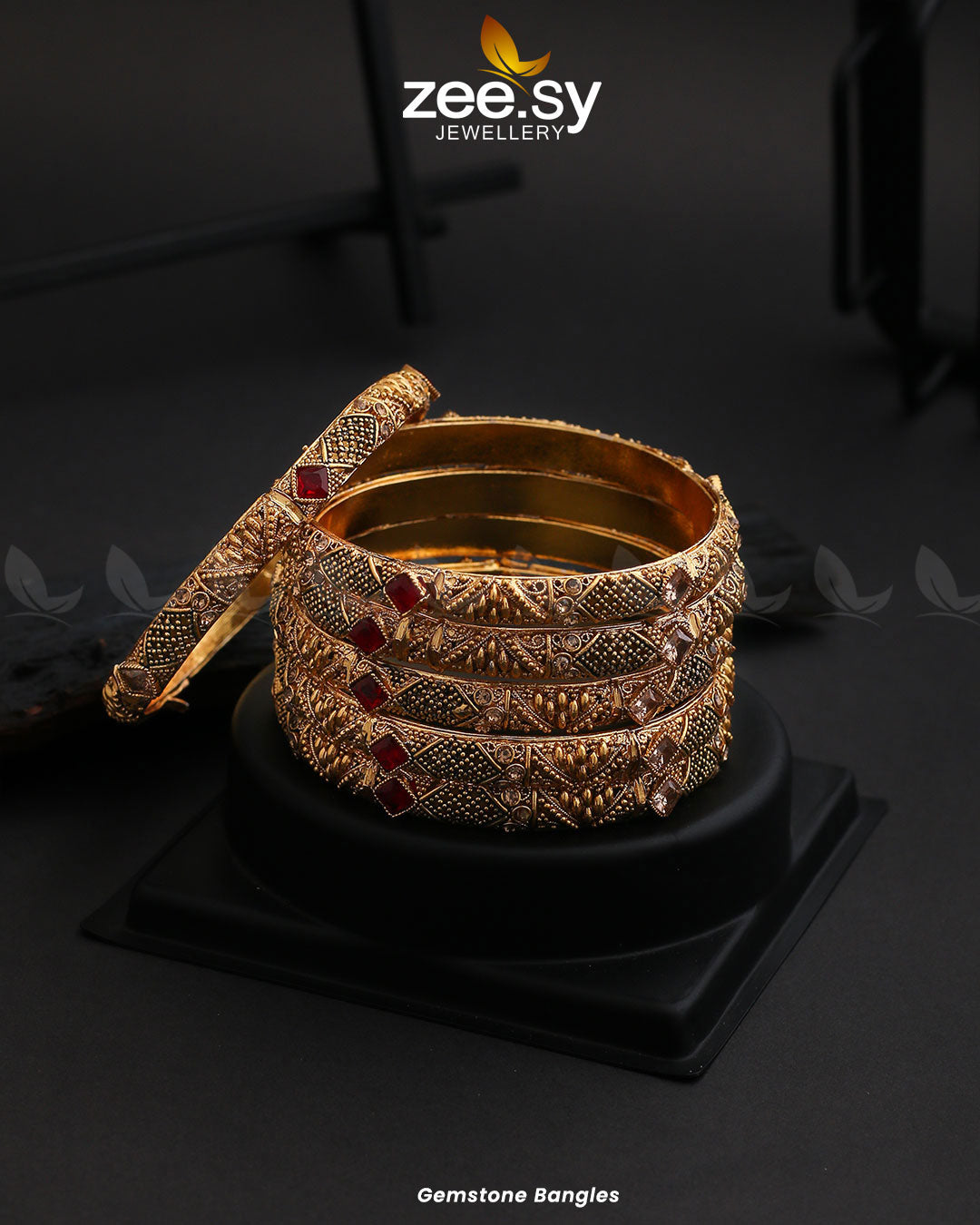Gemstone Bangles - by - Libasekhas UK - Registered Vendor of : Zeesy - 100% Original Designer Dresss