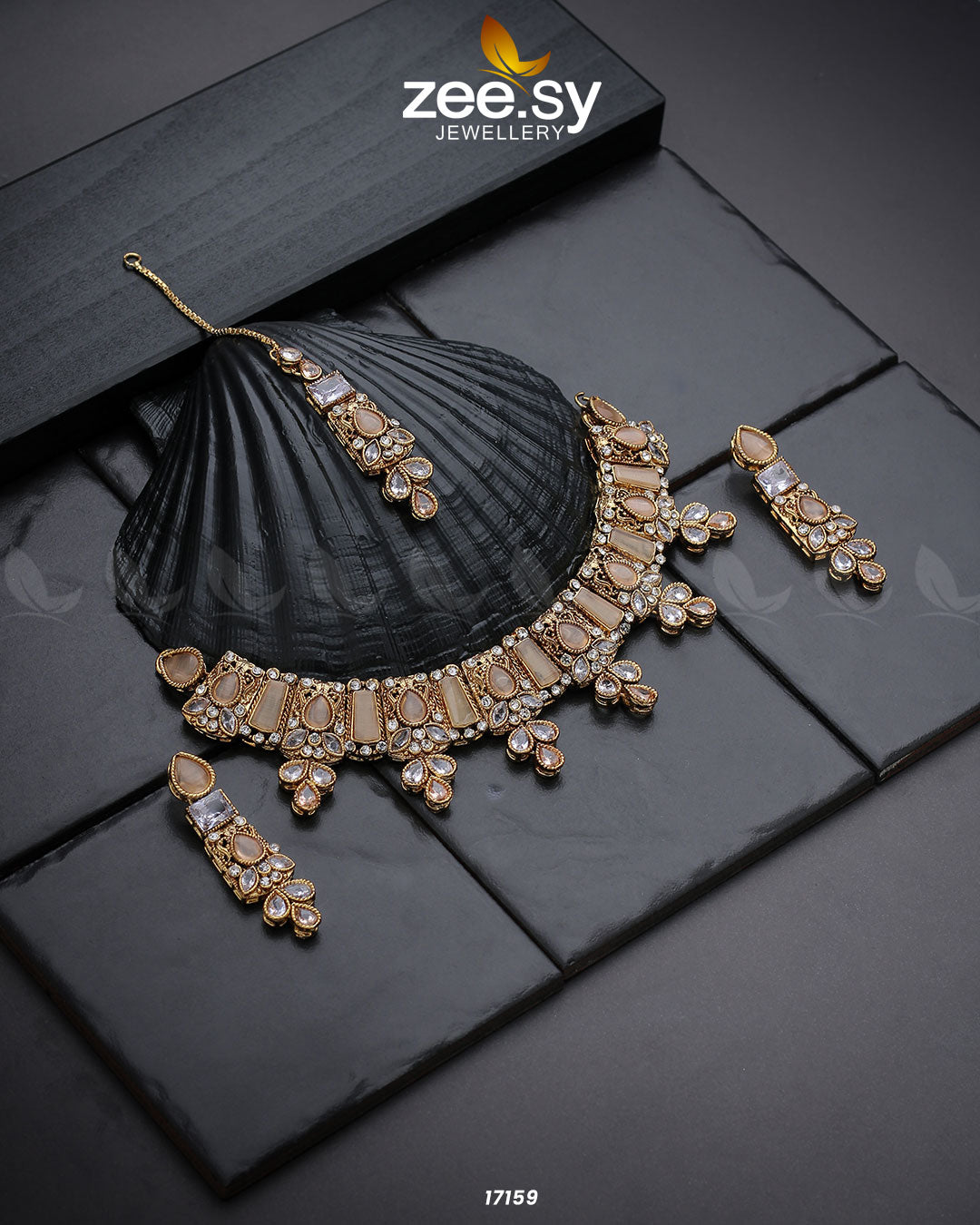 Gemstone Enchantment Necklace - by - Libasekhas UK - Registered Vendor of : Zeesy - 100% Original Designer Dresss