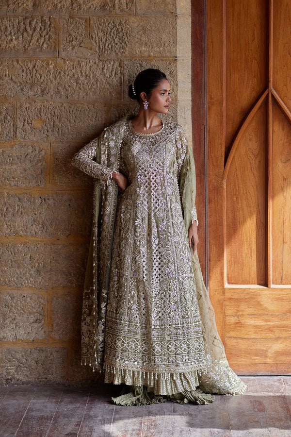 Afrozeh | DASTANGOI '26 | Light Pista Long shirt & Lehnga-Sukhan