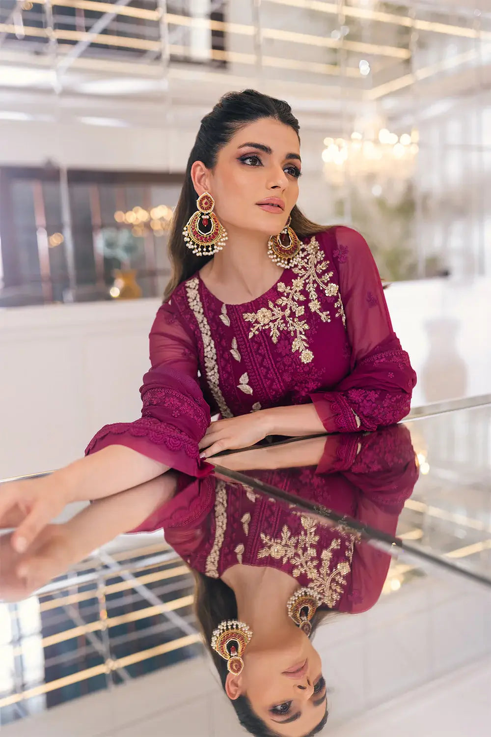 Azure | Embroidered Ensembles 23 | Glooming Diva - by - Libasekhas UK - Registered Vendor of : Azure - 100% Original Designer Dresss