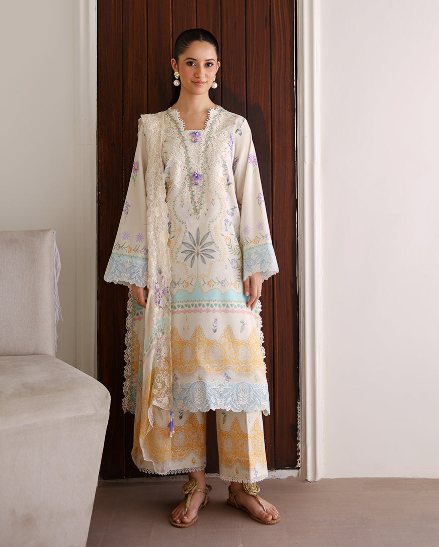 Roheenaz | Sunlit Tales Printed Embroidered Edit | Glowleaf - by Libasekhas - Registered Vendor of : Roheenaz - 100% Original Designer Dress