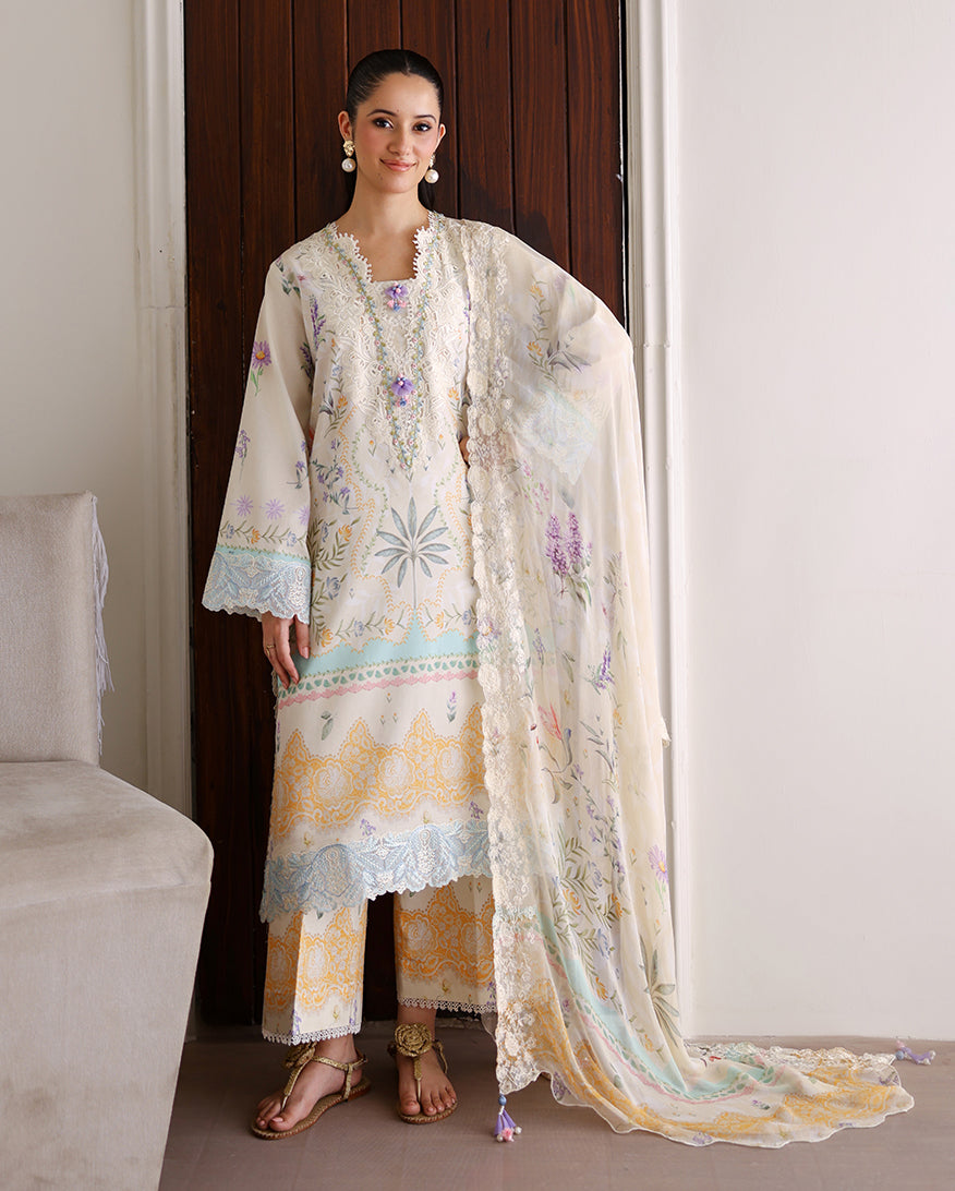 Roheenaz | Sunlit Tales Printed Embroidered Edit | Glowleaf - by Libasekhas - Registered Vendor of : Roheenaz - 100% Original Designer Dress