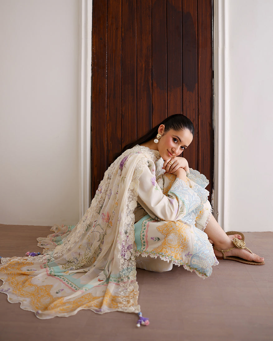 Roheenaz | Sunlit Tales Printed Embroidered Edit | Glowleaf - by Libasekhas - Registered Vendor of : Roheenaz - 100% Original Designer Dress