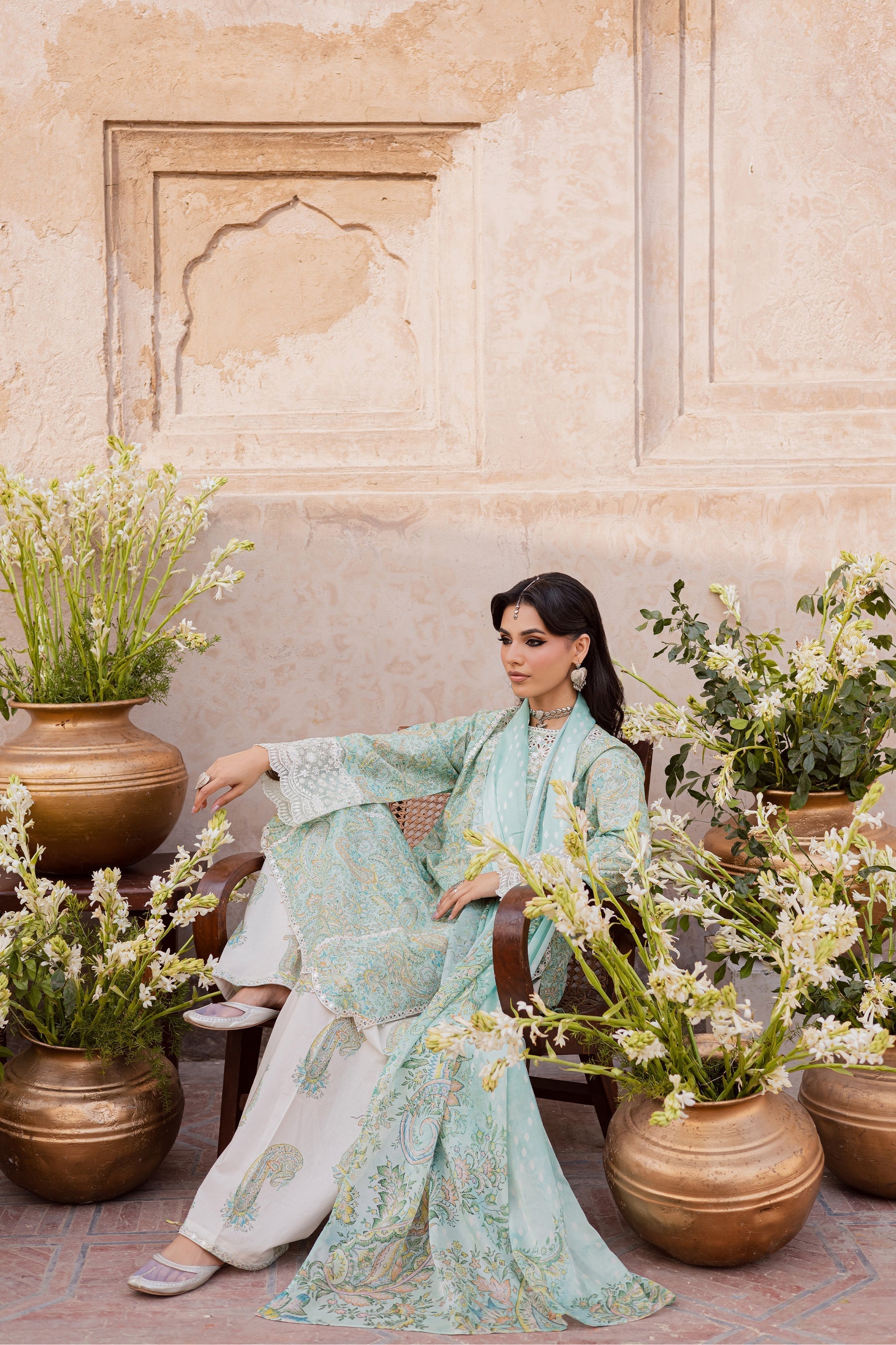 Batik | Festive Eid 26 | Green Elika - by Libasekhas UK - Registered Vendor of : Batik - 100% Original Designer Dress