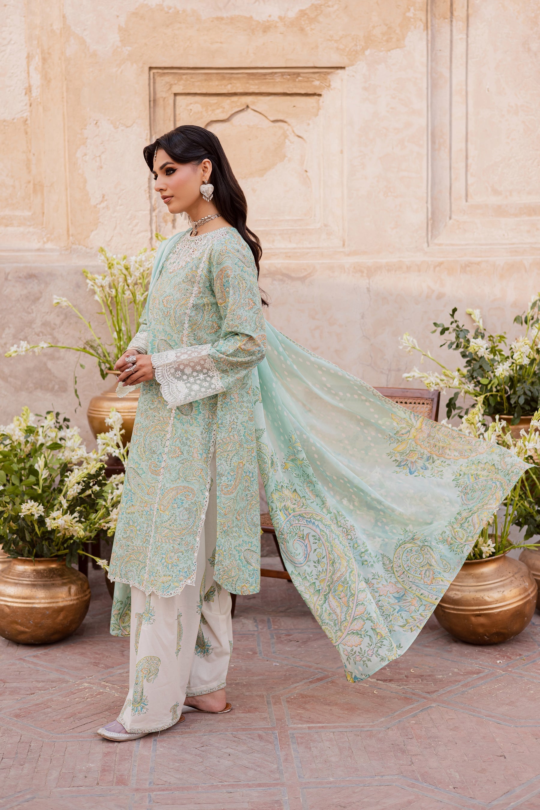 Batik | Festive Eid 26 | Green Elika - by Libasekhas UK - Registered Vendor of : Batik - 100% Original Designer Dress