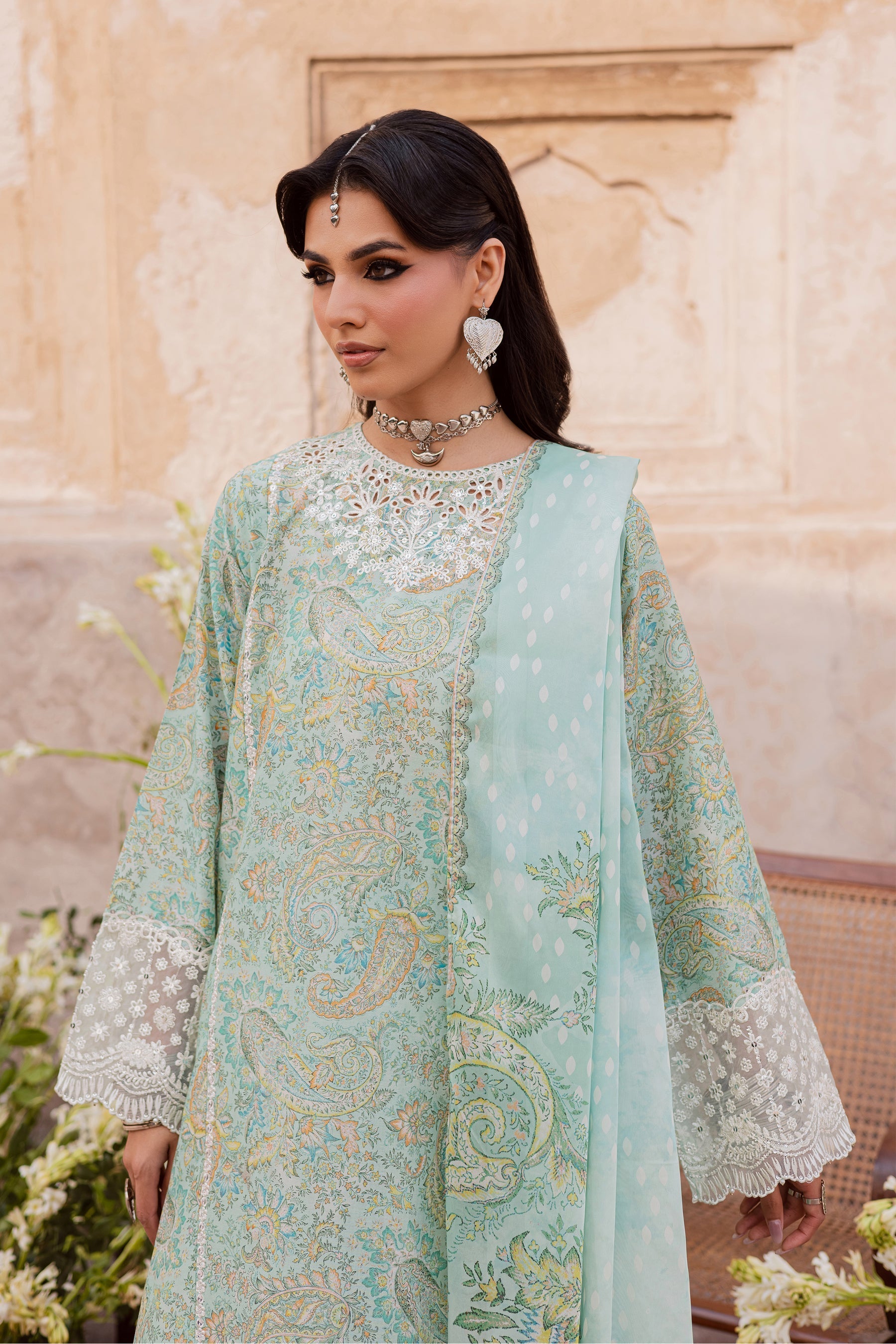 Batik | Festive Eid 26 | Green Elika - by Libasekhas UK - Registered Vendor of : Batik - 100% Original Designer Dress