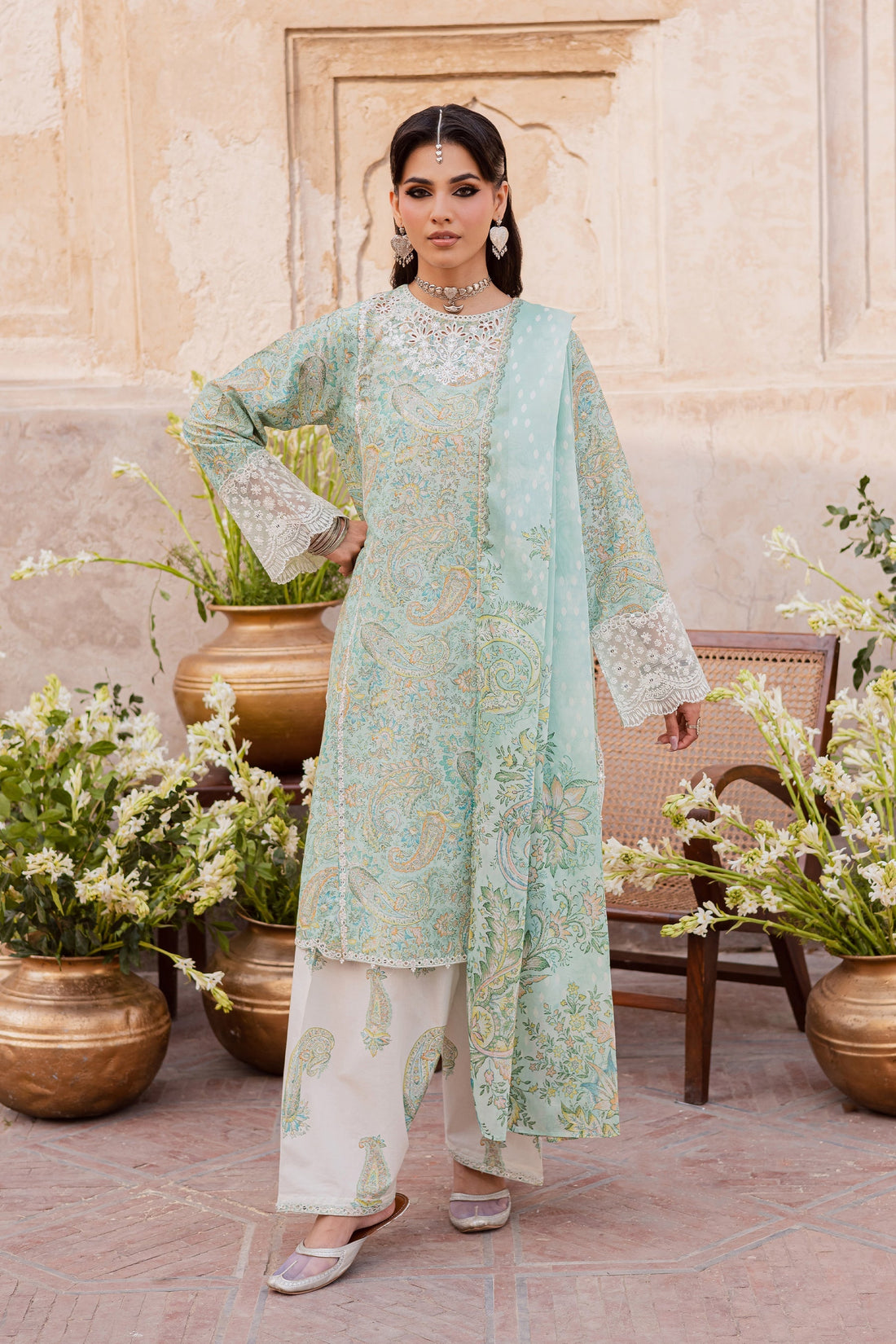 Batik | Festive Eid 26 | Green Elika - by Libasekhas UK - Registered Vendor of : Batik - 100% Original Designer Dress