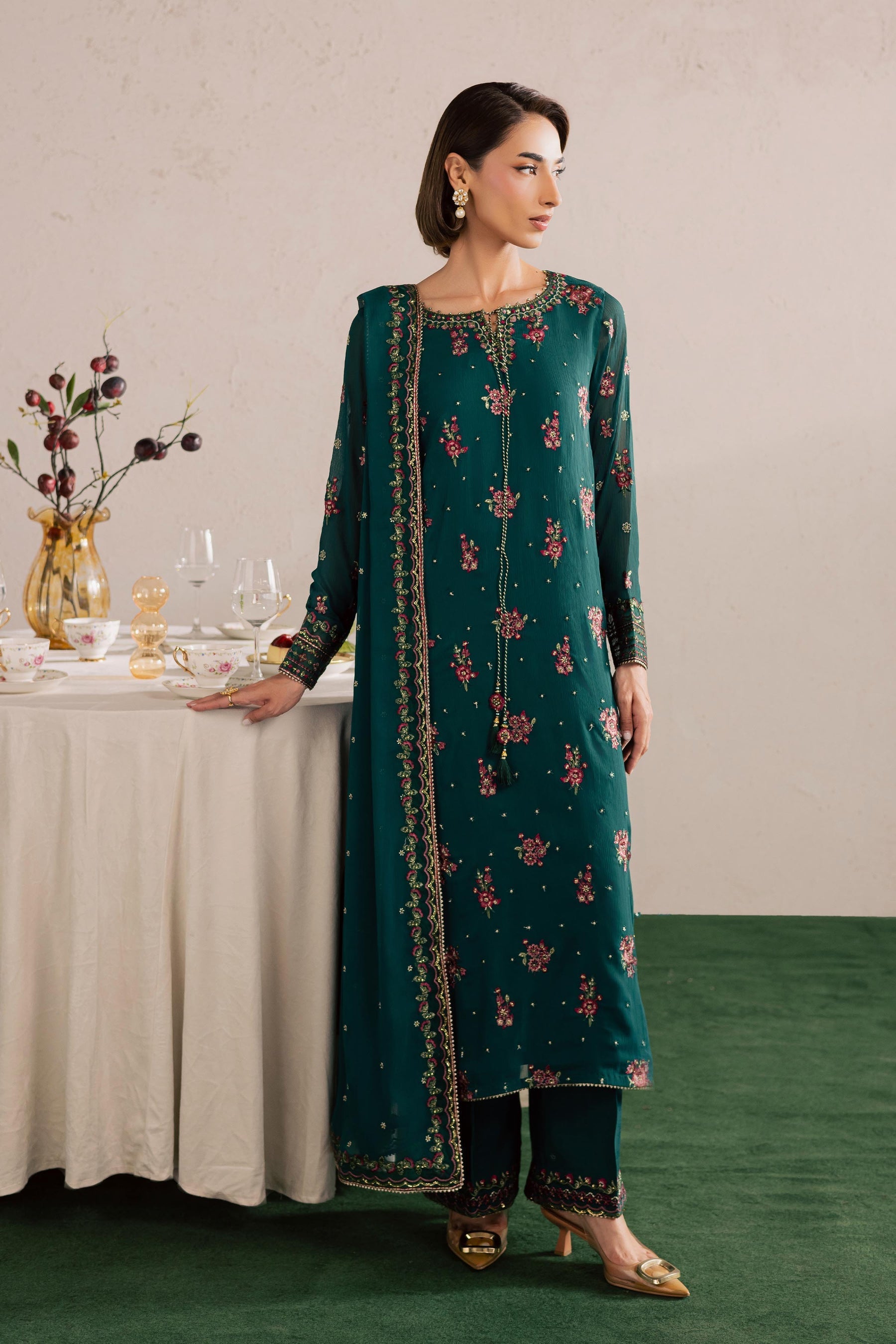 Batik | Festive Eid 26 | Green Leave - by Libasekhas - Registered Vendor of : Batik - 100% Original Designer Dress
