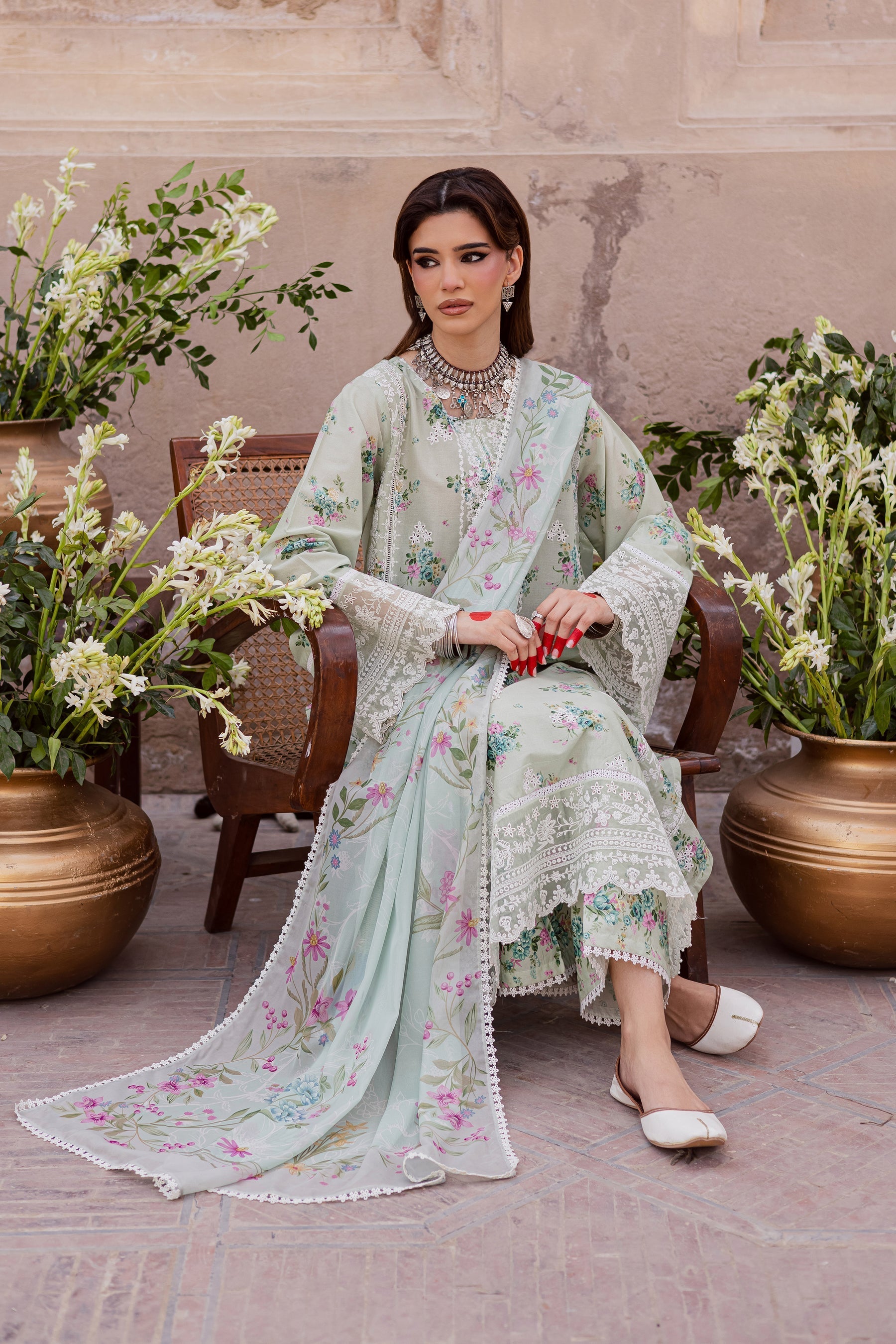 Batik | Festive Eid 26 | Green Pie - by Libasekhas UK - Registered Vendor of : Batik - 100% Original Designer Dress