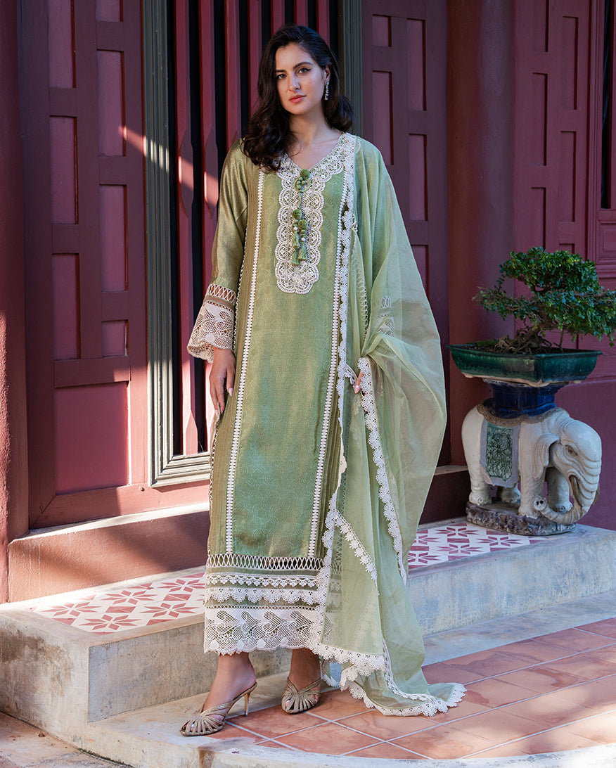 Mushq | Euphoria Pret | Green Solace - by Libasekhas UK - Registered Vendor of : Mushq - 100% Original Designer Dress