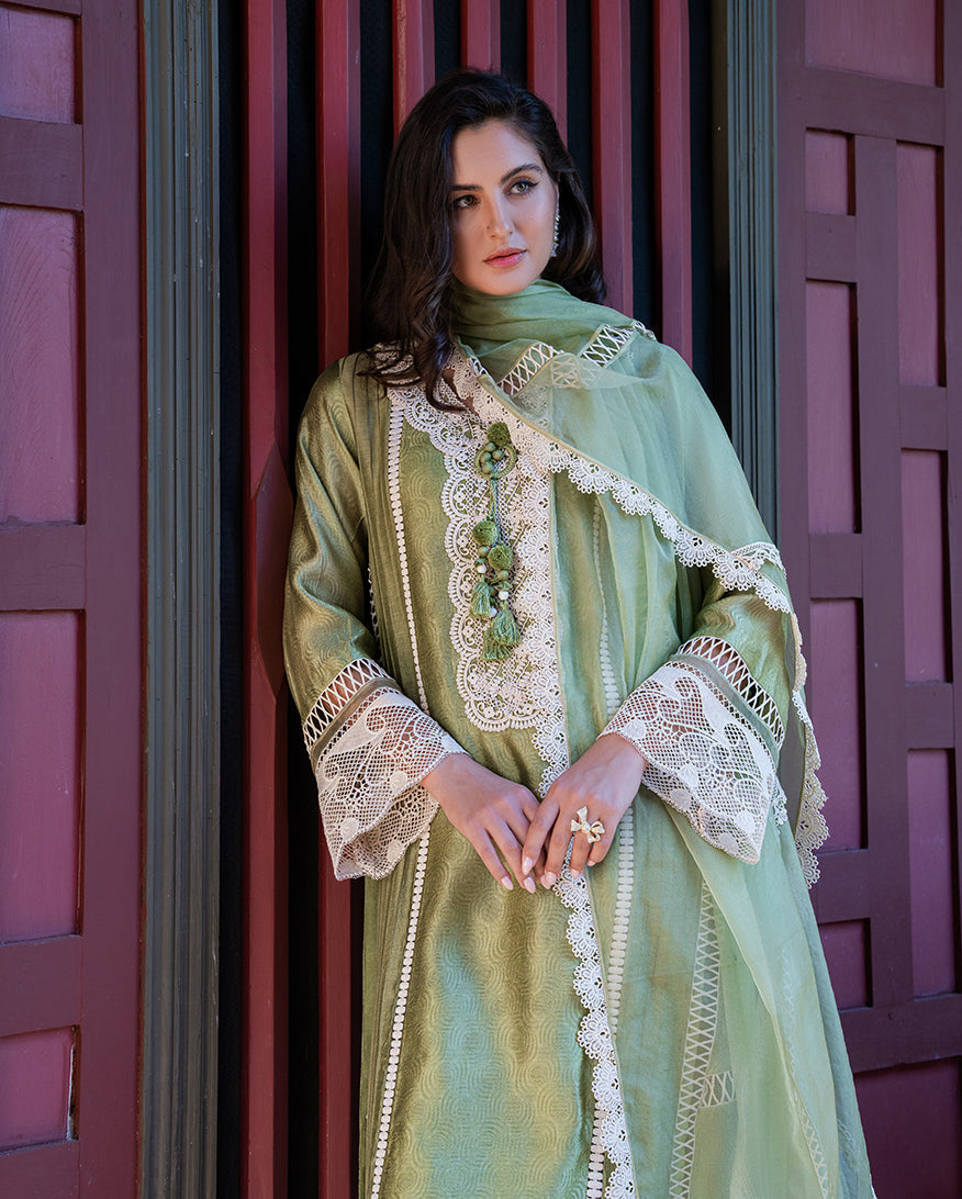Mushq | Euphoria Pret | Green Solace - by Libasekhas UK - Registered Vendor of : Mushq - 100% Original Designer Dress