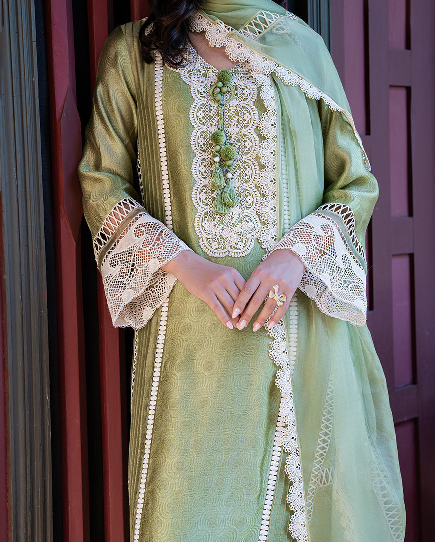 Mushq | Euphoria Pret | Green Solace - by Libasekhas UK - Registered Vendor of : Mushq - 100% Original Designer Dress