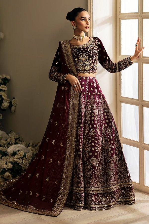 Gulaal | Celeste Velvet 24 | Carmine - by - Libasekhas UK - Registered Vendor of : Gulaal - 100% Original Designer Dresss