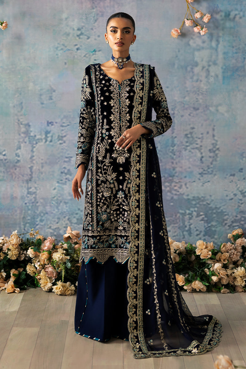 Gulaal | Celeste Velvet 24 | Azure - by - Libasekhas UK - Registered Vendor of : Gulaal - 100% Original Designer Dresss