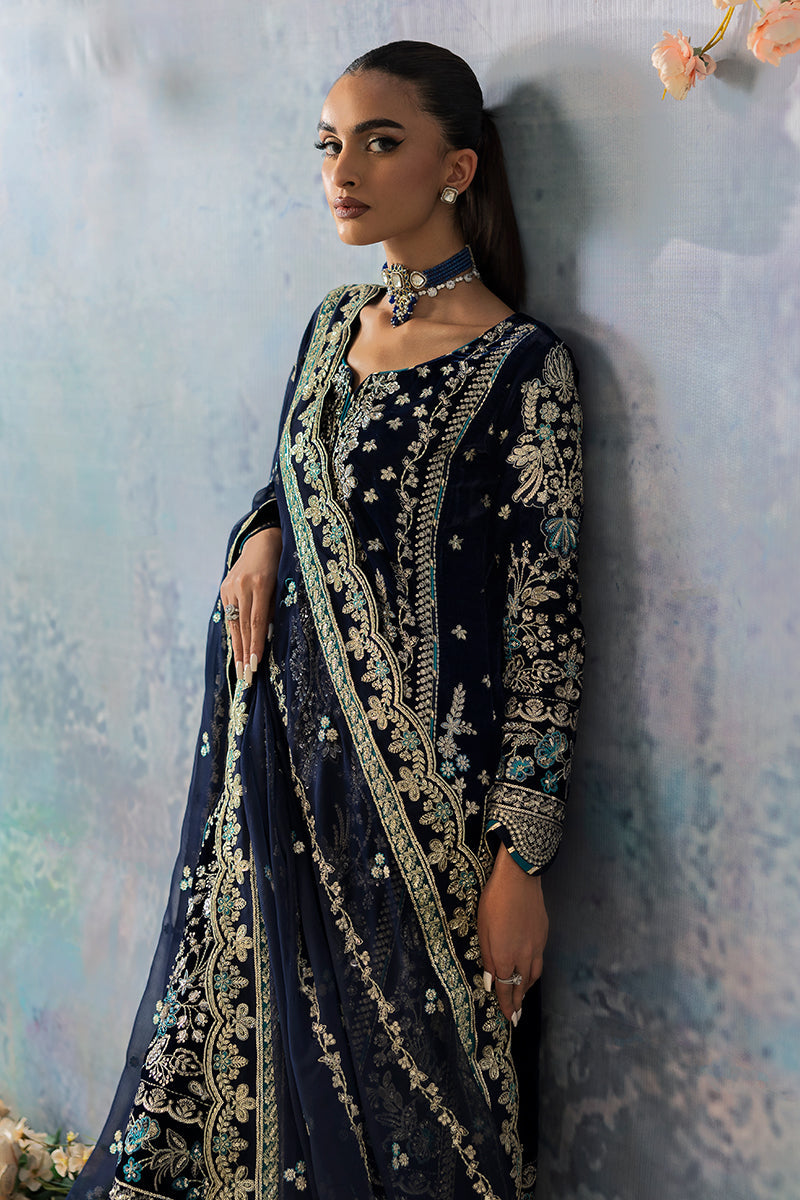 Gulaal | Celeste Velvet 24 | Azure - by - Libasekhas UK - Registered Vendor of : Gulaal - 100% Original Designer Dresss