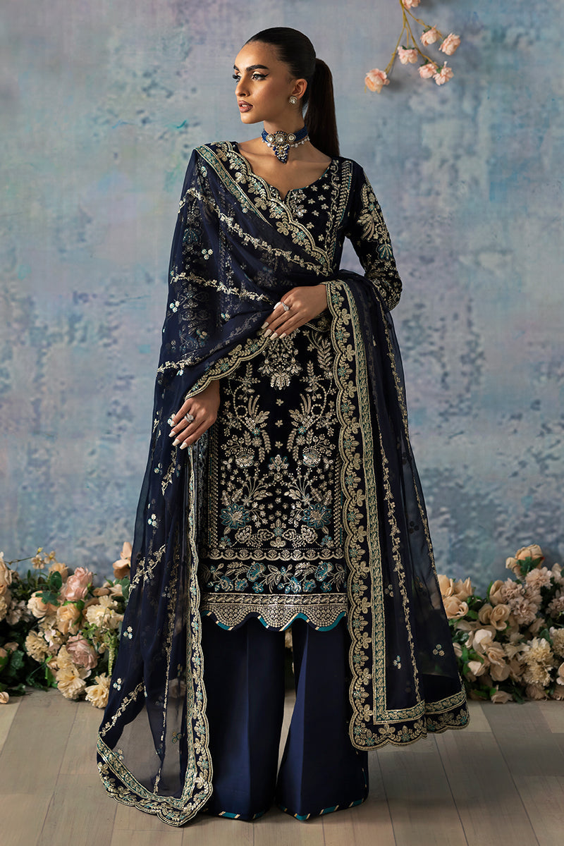 Gulaal | Celeste Velvet 24 | Azure - by - Libasekhas UK - Registered Vendor of : Gulaal - 100% Original Designer Dresss