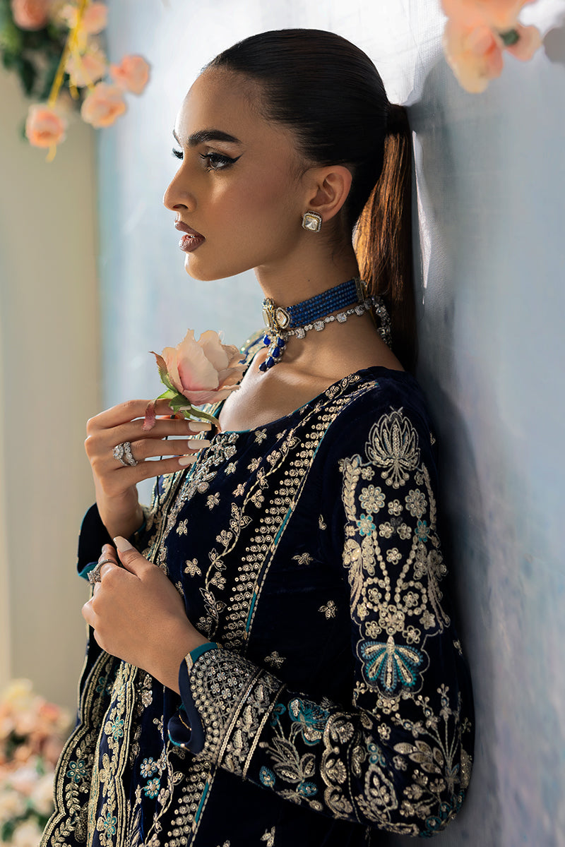 Gulaal | Celeste Velvet 24 | Azure - by - Libasekhas UK - Registered Vendor of : Gulaal - 100% Original Designer Dresss