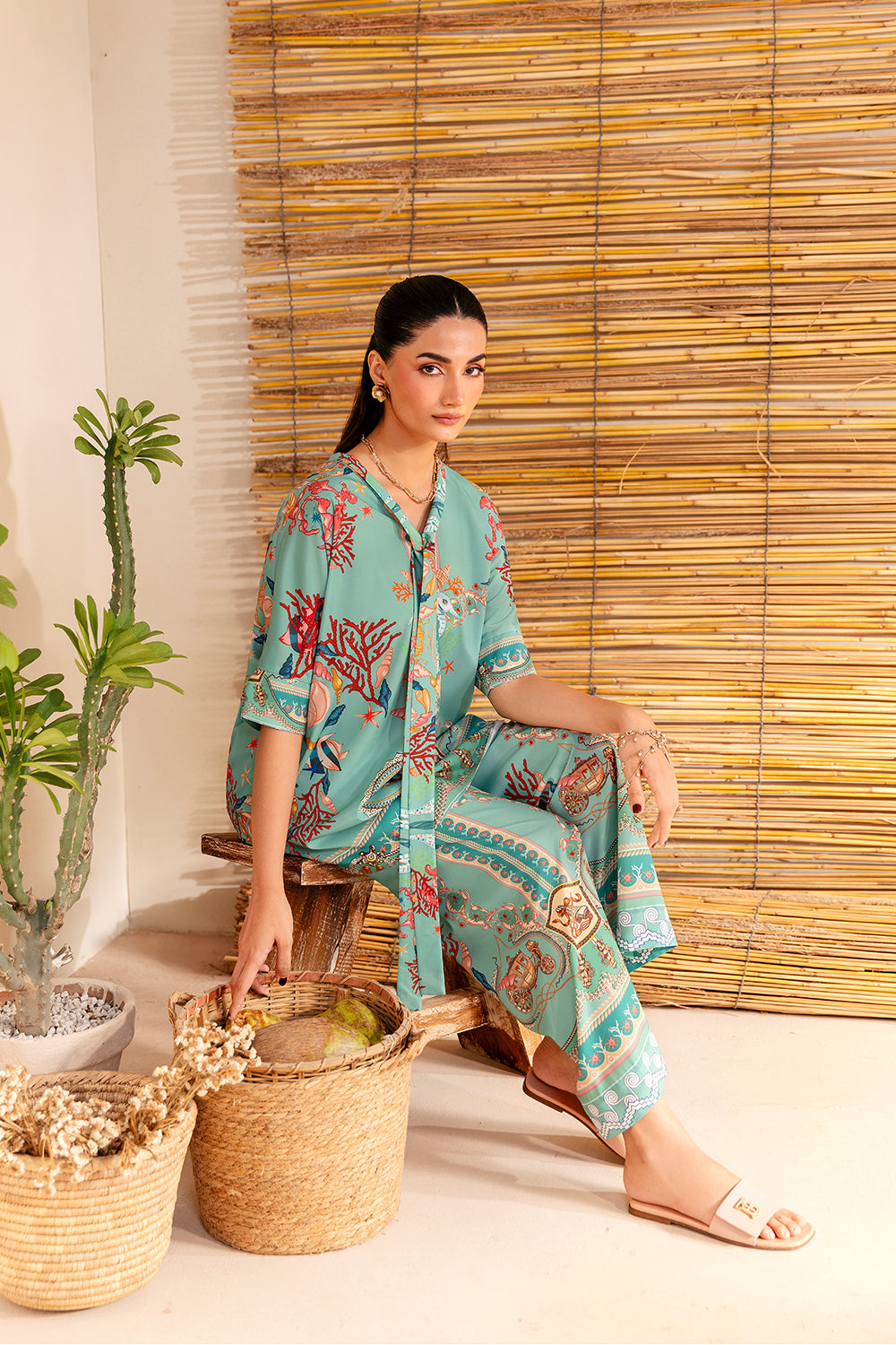 Saira Rizwan | Silk Coords 25 | COASTAL CHARM - SRSP-25-01 - by Libasekhas UK - Registered Vendor of : Saira Rizwan - 100% Original Designer Dress