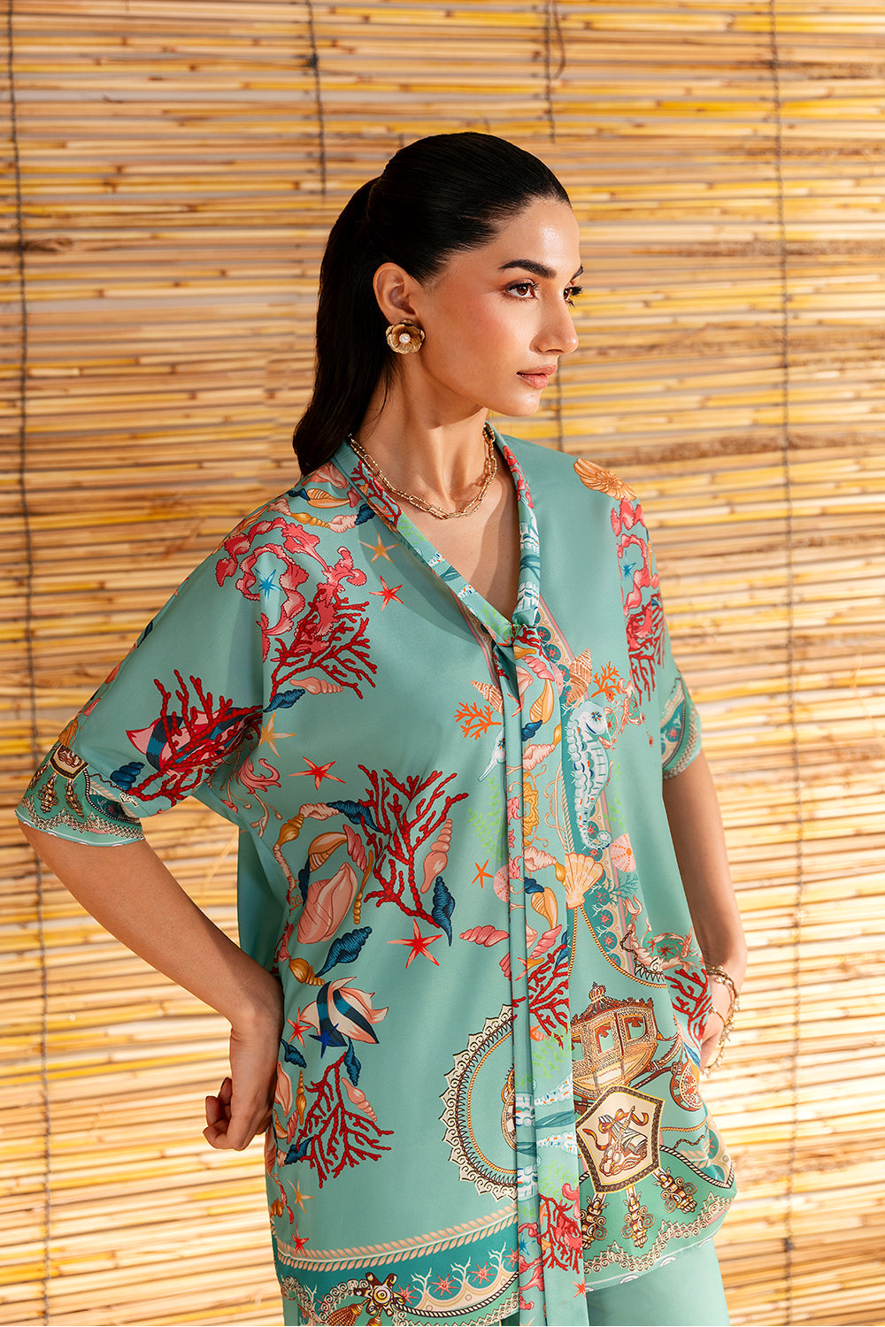 Saira Rizwan | Silk Coords 25 | COASTAL CHARM - SRSP-25-01 - by Libasekhas UK - Registered Vendor of : Saira Rizwan - 100% Original Designer Dress