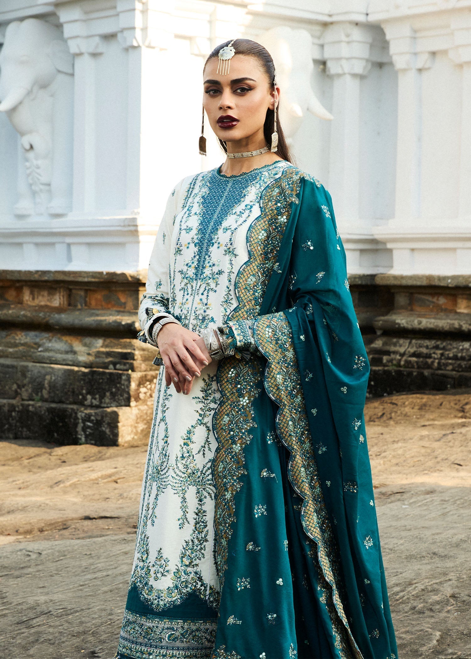 Hussain Rehar | Luxury Lawn 25 | Veil - by - Libasekhas UK - Registered Vendor of : Hussain Rehar - 100% Original Designer Dresss