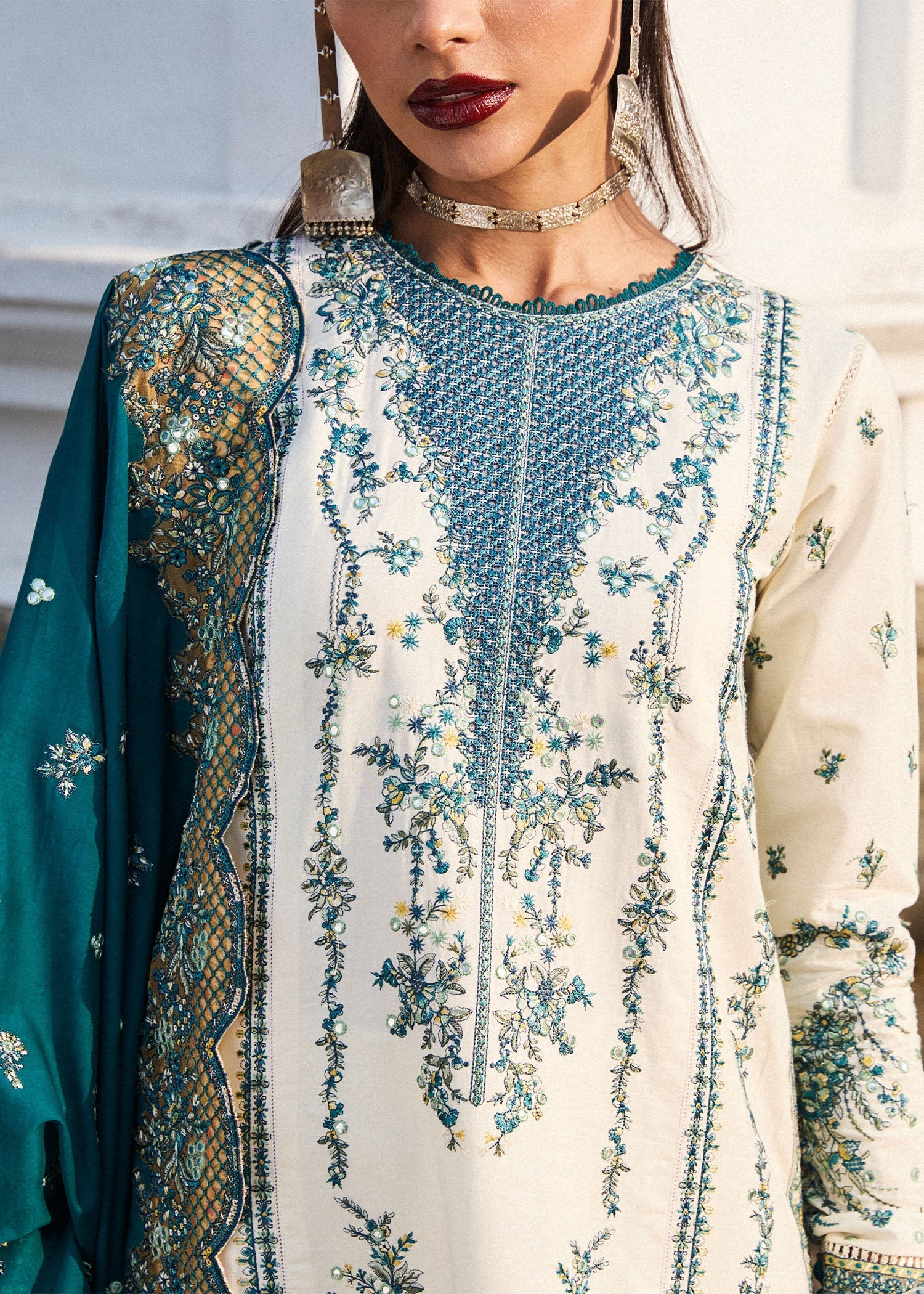 Hussain Rehar | Luxury Lawn 25 | Veil - by - Libasekhas UK - Registered Vendor of : Hussain Rehar - 100% Original Designer Dresss
