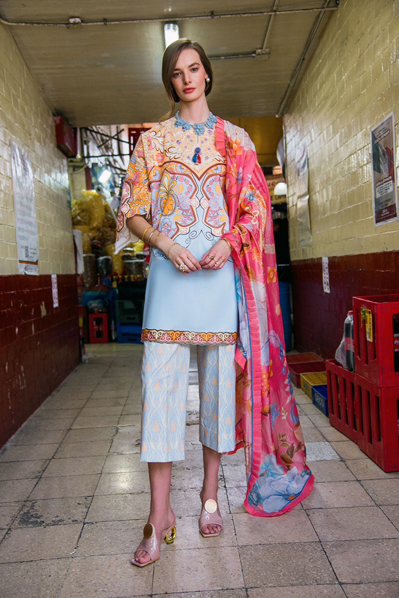 Mushq | La Dolce Hemline Prints 25 | Water Lily - by - Libasekhas UK - Registered Vendor of : Mushq - 100% Original Designer Dresss