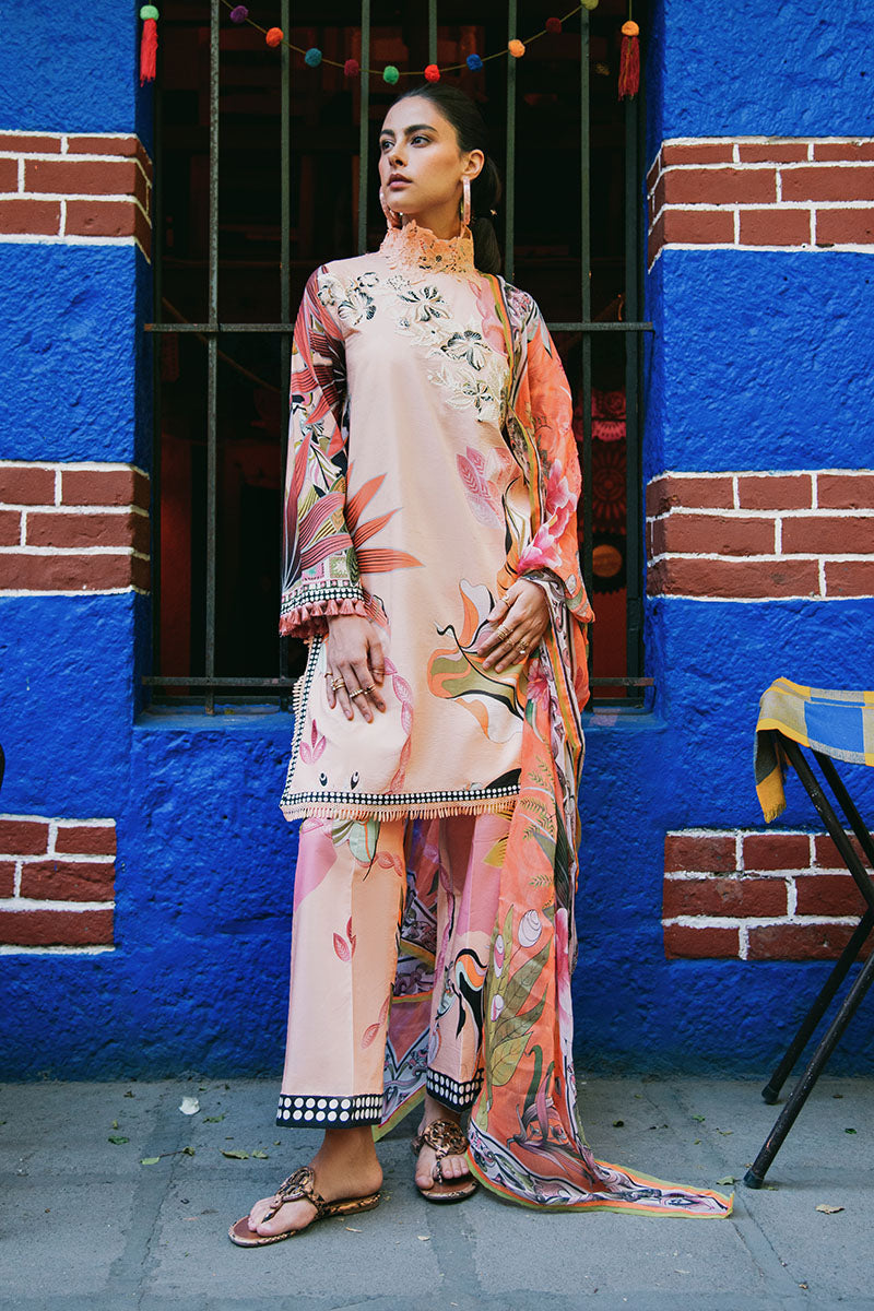 Mushq | La Dolce Hemline Prints 25 | Peach Poppies - by - Libasekhas UK - Registered Vendor of : Mushq - 100% Original Designer Dresss