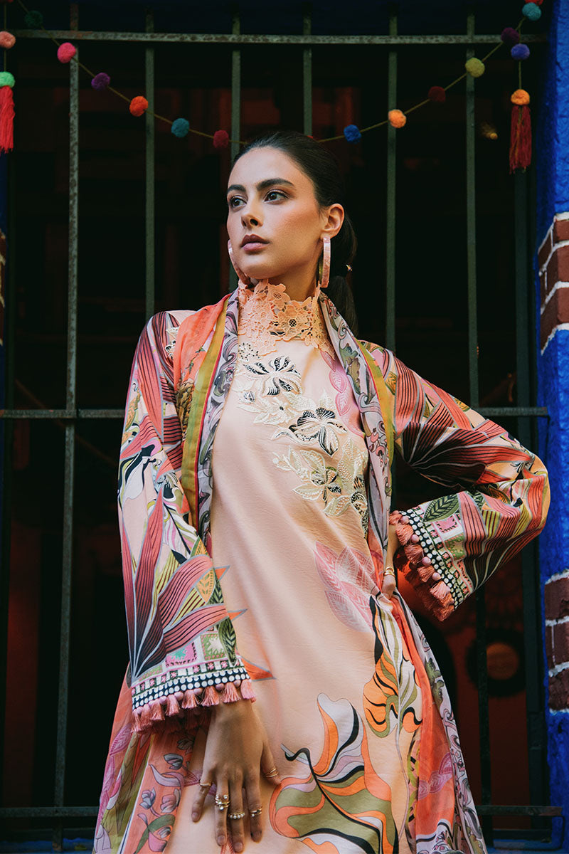 Mushq | La Dolce Hemline Prints 25 | Peach Poppies - by - Libasekhas UK - Registered Vendor of : Mushq - 100% Original Designer Dresss