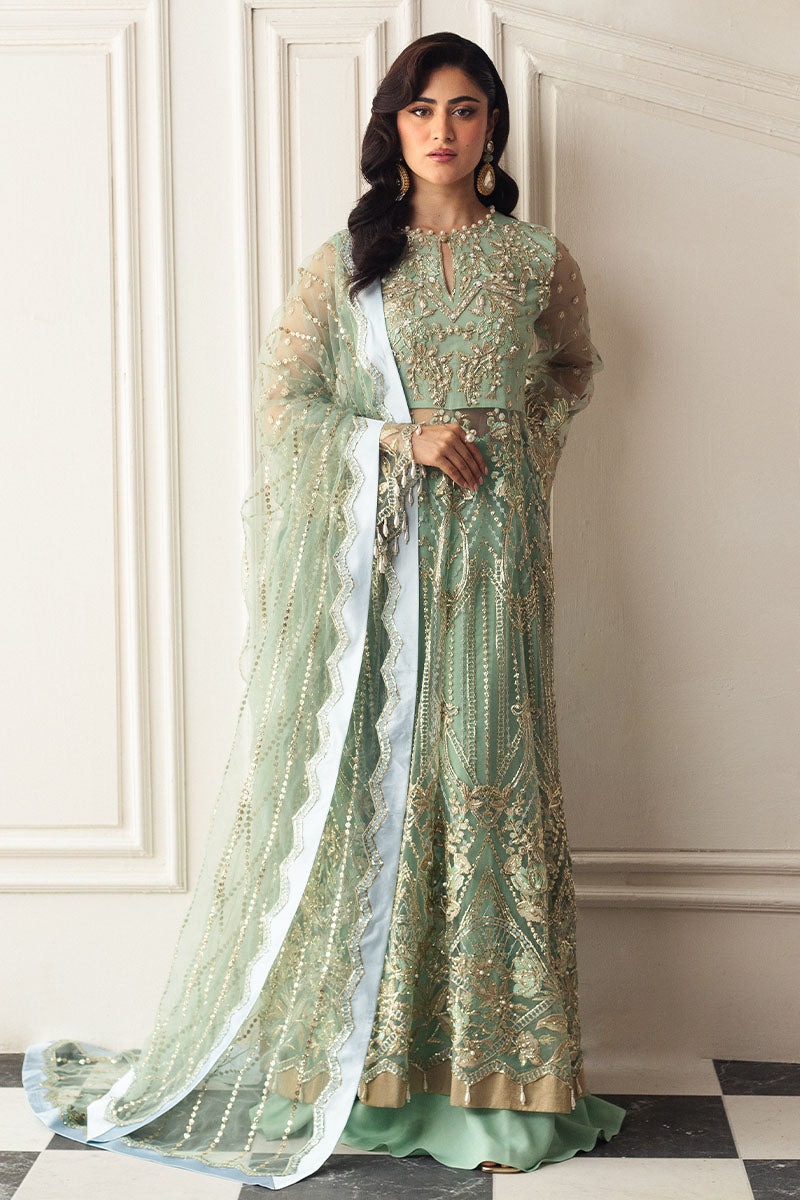 Mushq | Hemline Aura Debut Wedding Formals | PISTACHIO - by - Libasekhas UK - Registered Vendor of : Mushq - 100% Original Designer Dresss