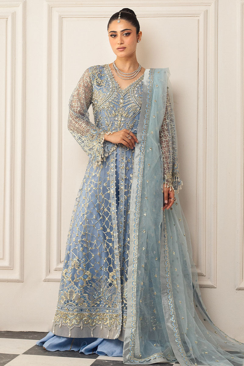 Mushq | Hemline Aura Debut Wedding Formals | PERIWINKLE - by - Libasekhas UK - Registered Vendor of : Mushq - 100% Original Designer Dresss