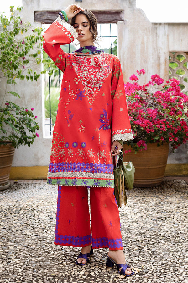 Mushq | Mirasol Printed Cambric | Carmin Rosa - by Libasekhas UK - Registered Vendor of : Mushq - 100% Original Designer Dress