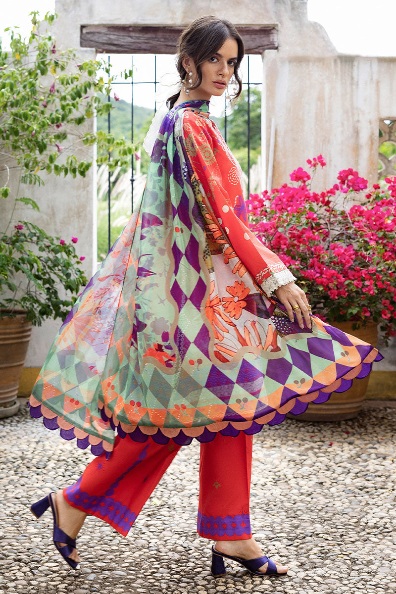 Mushq | Mirasol Printed Cambric | Carmin Rosa - by Libasekhas UK - Registered Vendor of : Mushq - 100% Original Designer Dress