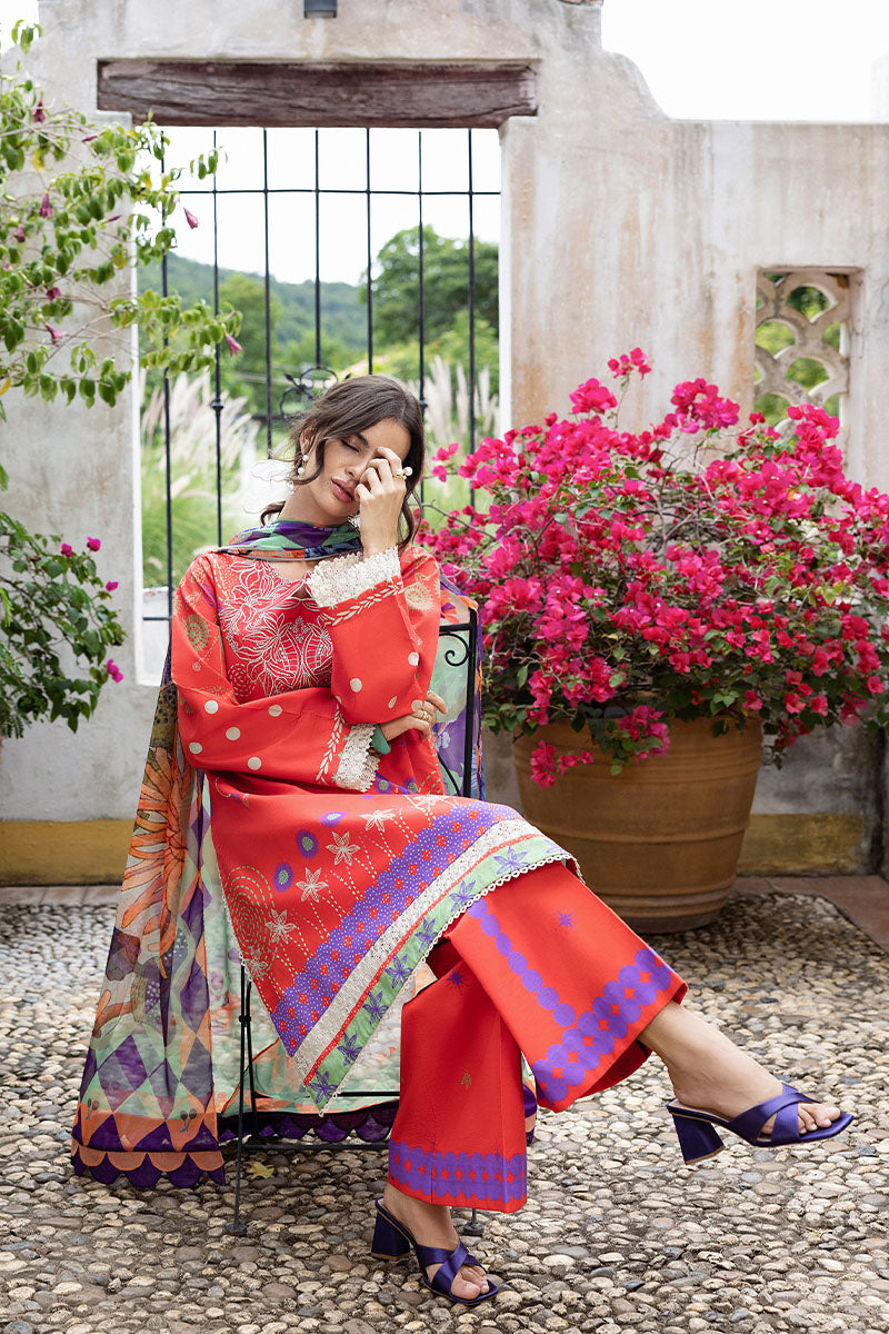 Mushq | Mirasol Printed Cambric | Carmin Rosa - by Libasekhas UK - Registered Vendor of : Mushq - 100% Original Designer Dress