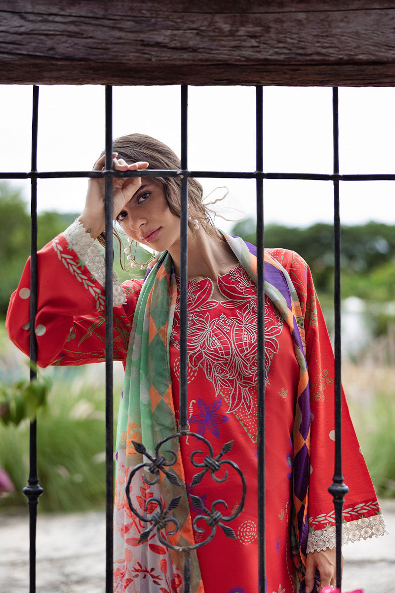 Mushq | Mirasol Printed Cambric | Carmin Rosa - by Libasekhas UK - Registered Vendor of : Mushq - 100% Original Designer Dress