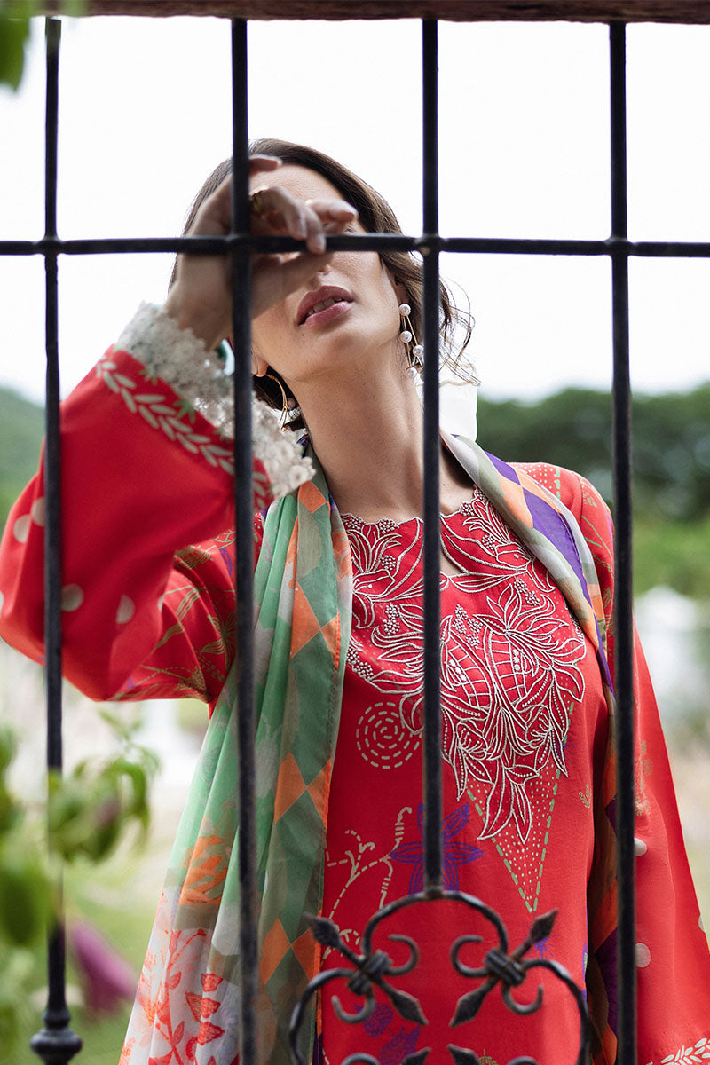 Mushq | Mirasol Printed Cambric | Carmin Rosa - by Libasekhas UK - Registered Vendor of : Mushq - 100% Original Designer Dress