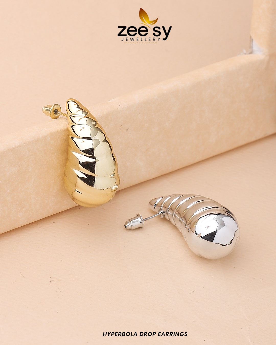 Hyperbola Drop Earrings - by - Libasekhas UK - Registered Vendor of : Zeesy - 100% Original Designer Dresss
