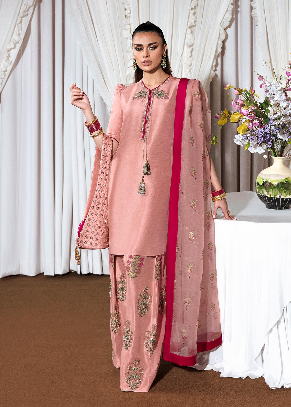 Hussain Rehar | Basic Not Basic |  Incarnat - by - Libasekhas UK - Registered Vendor of : Hussain Rehar - 100% Original Designer Dresss
