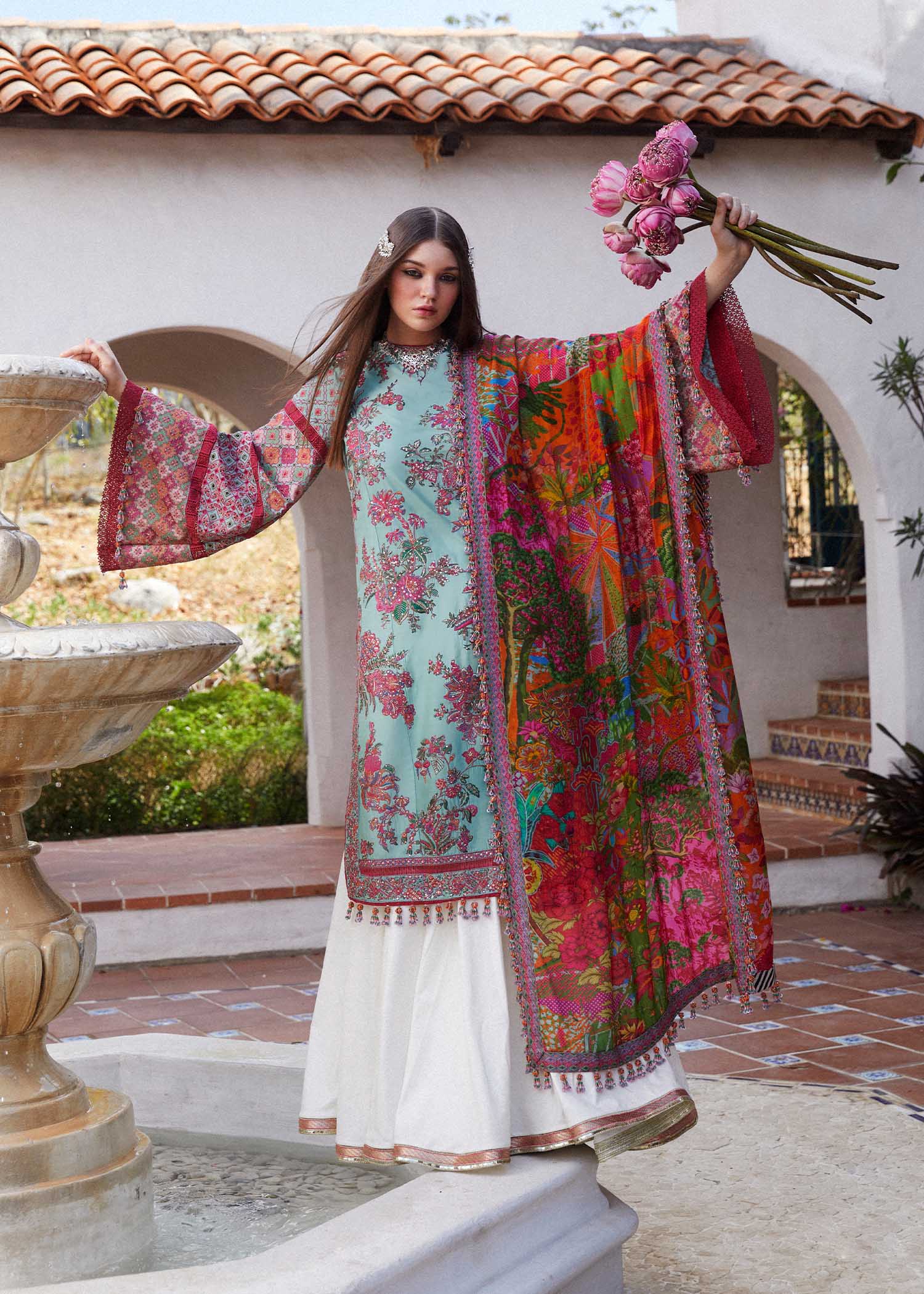 Hussain Rehar | Eid Luxury Lawn SS/24 | Floret - by - Libasekhas UK - Registered Vendor of : Hussain Rehar - 100% Original Designer Dresss