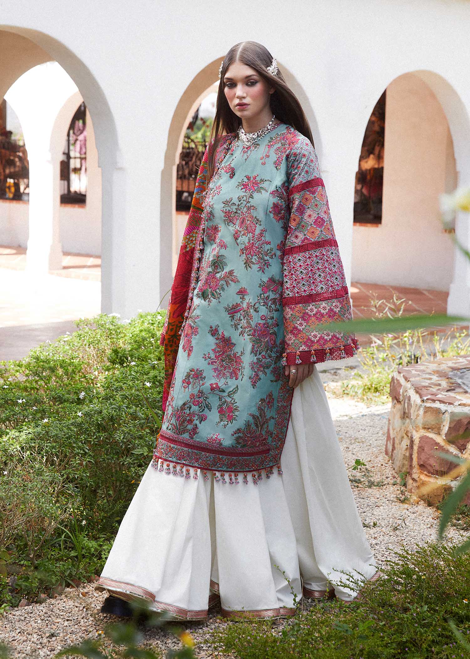 Hussain Rehar | Eid Luxury Lawn SS/24 | Floret - by - Libasekhas UK - Registered Vendor of : Hussain Rehar - 100% Original Designer Dresss