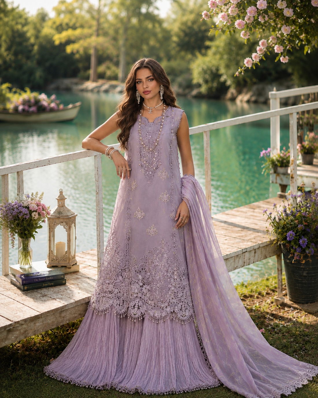 Noor by Saadia Asad | Noor Eid Printskhas 26 | D4  Lavender Lights - by Libasekhas - Registered Vendor of : Noor by Saadia Asad - 100% Original Designer Dress