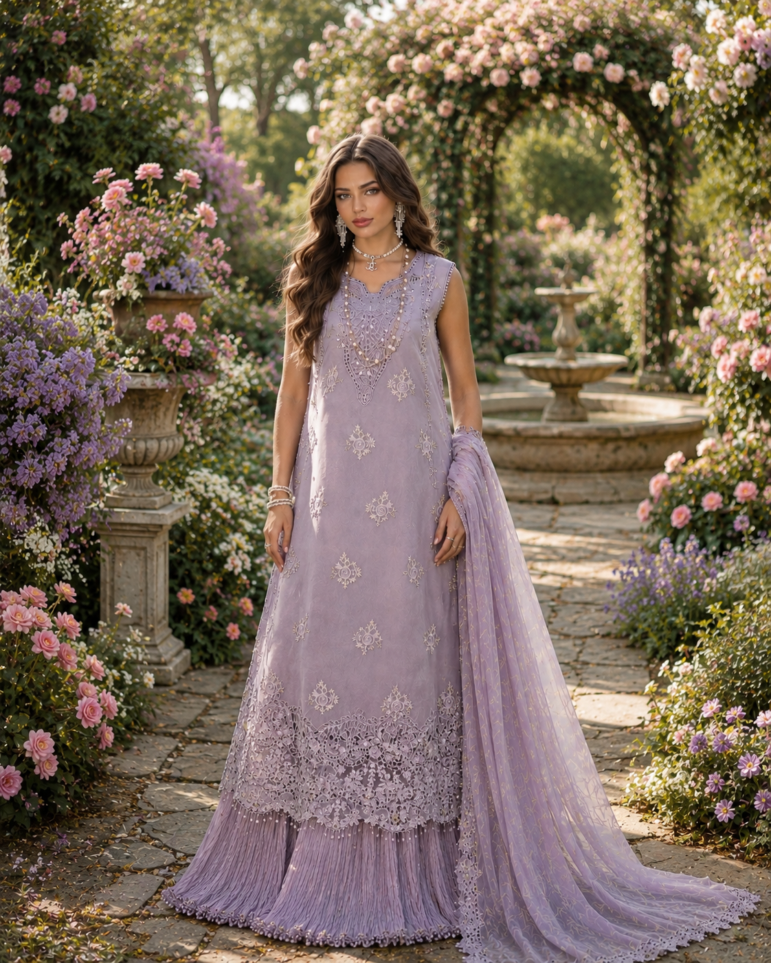 Noor by Saadia Asad | Noor Eid Printskhas 26 | D4  Lavender Lights - by Libasekhas - Registered Vendor of : Noor by Saadia Asad - 100% Original Designer Dress