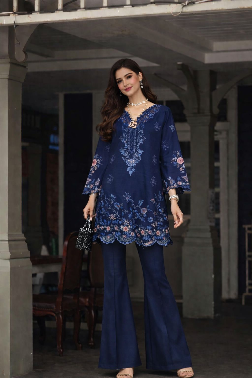 Noor by Saadia Asad | Eid Luxe Chikankari 26 | D11 - Sapphire Blue - by Libasekhas UK - Registered Vendor of : Noor by Saadia Asad - 100% Original Designer Dress