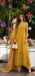 Noor by Saadia Asad | Eid Luxe Chikankari 26 | D10 - Amber Yellow - by Libasekhas UK - Registered Vendor of : Noor by Saadia Asad - 100% Original Designer Dress