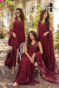 Noor by Saadia Asad | Eid Luxe Chikankari 26 | D3 -Bordeaux - by Libasekhas UK - Registered Vendor of : Noor by Saadia Asad - 100% Original Designer Dress