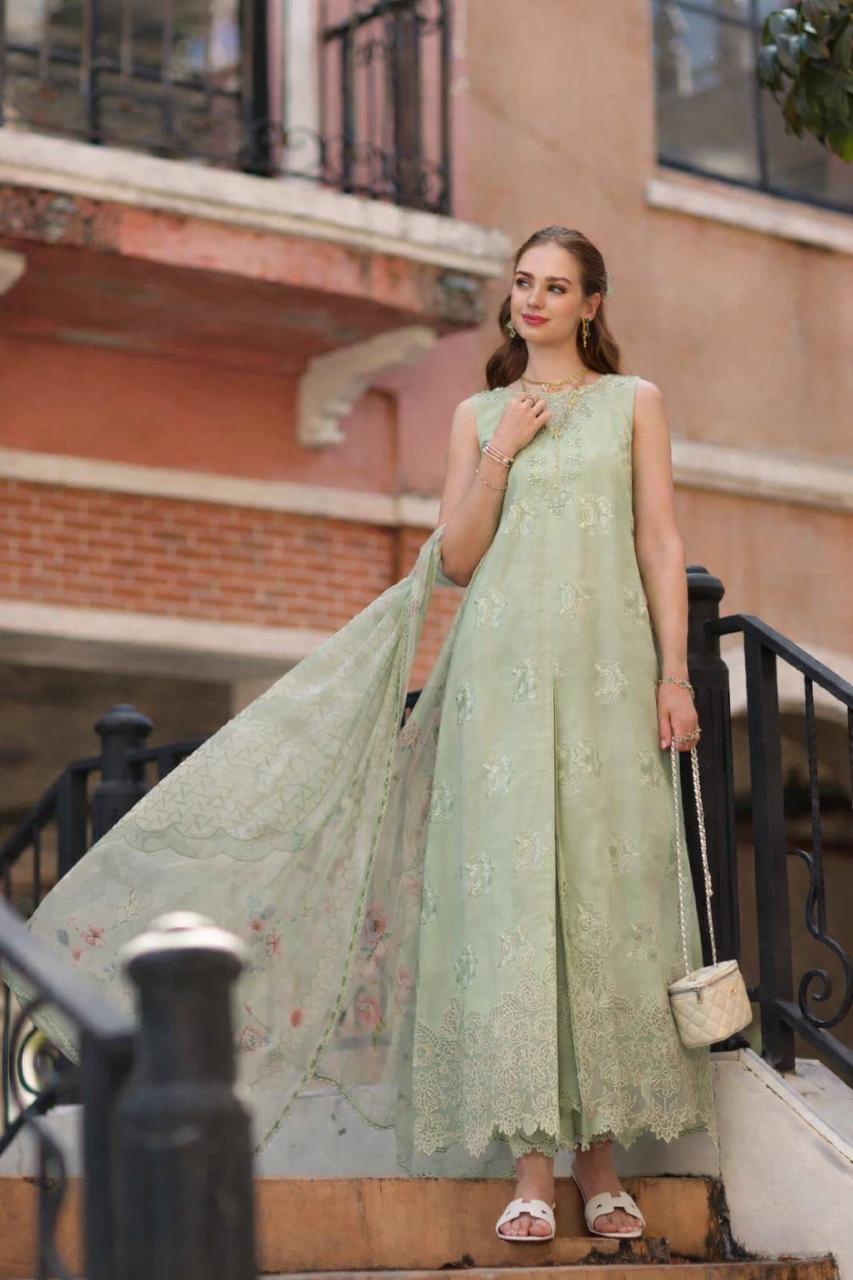 Noor by Saadia Asad | Eid Luxe Printkhaas 26 | D2 - A - Opal Mint - by Libasekhas UK - Registered Vendor of : Noor by Saadia Asad - 100% Original Designer Dress