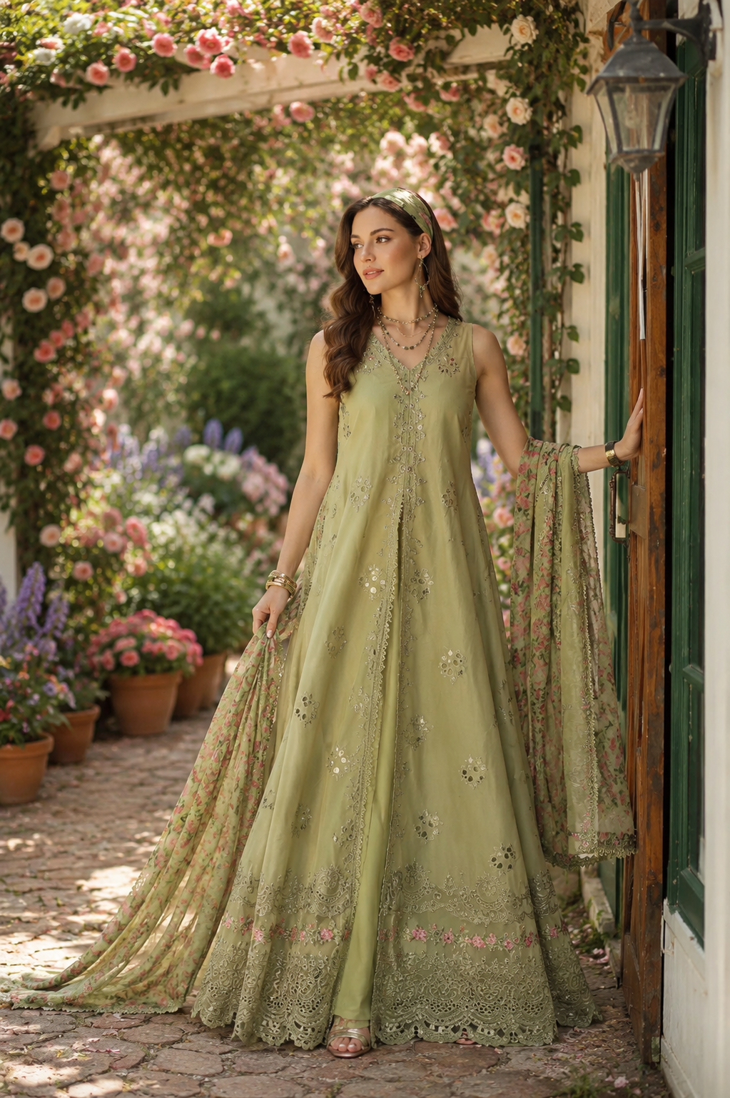 Noor by Saadia Asad | Noor Eid Printskhas 26 |D12  Mint Reverie - by Libasekhas - Registered Vendor of : Noor by Saadia Asad - 100% Original Designer Dress