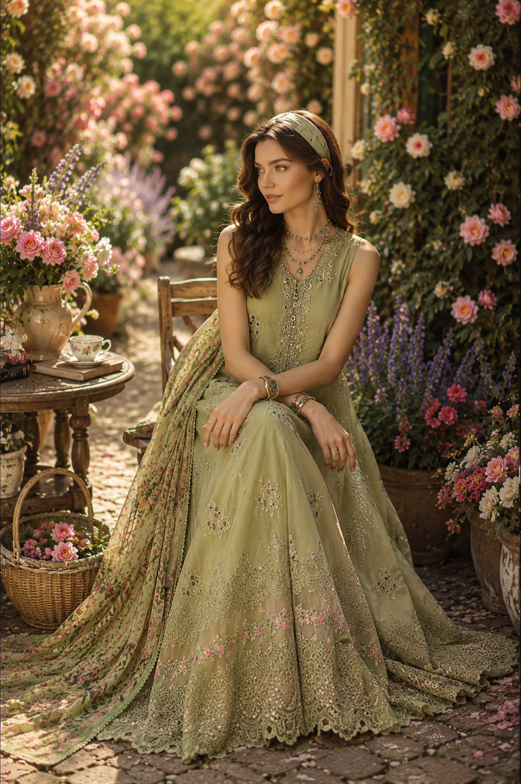Noor by Saadia Asad | Noor Eid Printskhas 26 |D12  Mint Reverie - by Libasekhas - Registered Vendor of : Noor by Saadia Asad - 100% Original Designer Dress