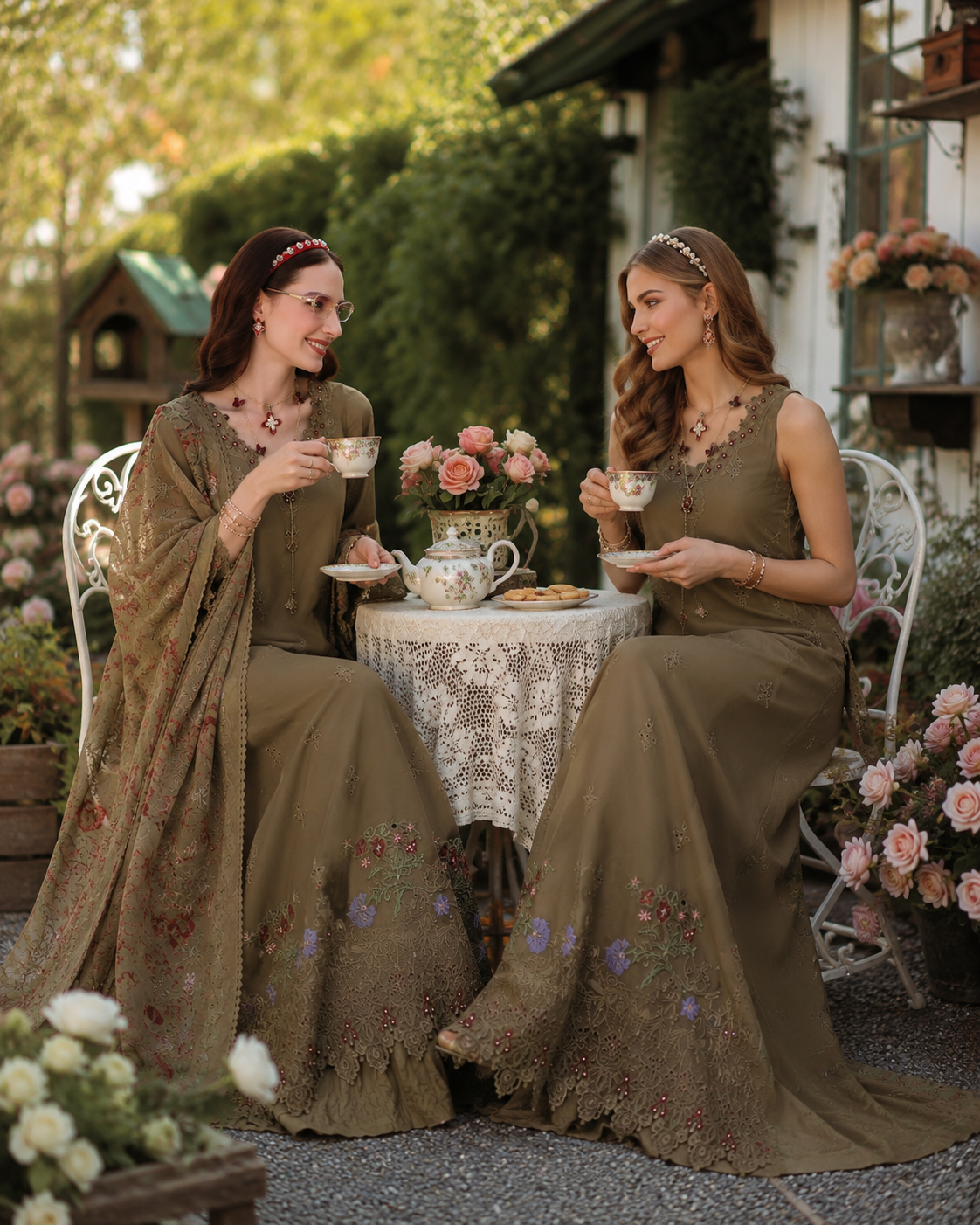 Noor by Saadia Asad | Noor Eid Printskhas 26 |D8  Mocha Sienna - by Libasekhas - Registered Vendor of : Noor by Saadia Asad - 100% Original Designer Dress
