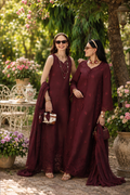 Noor by Saadia Asad | Noor Eid Printskhas 26 |D10  Burgundy - by Libasekhas - Registered Vendor of : Noor by Saadia Asad - 100% Original Designer Dress