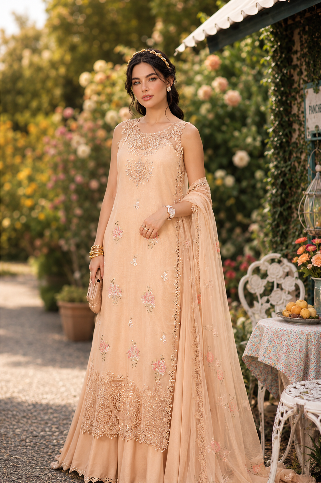 Noor by Saadia Asad | Noor Eid Printskhas 26 |D13  Blush Peach - by Libasekhas - Registered Vendor of : Noor by Saadia Asad - 100% Original Designer Dress